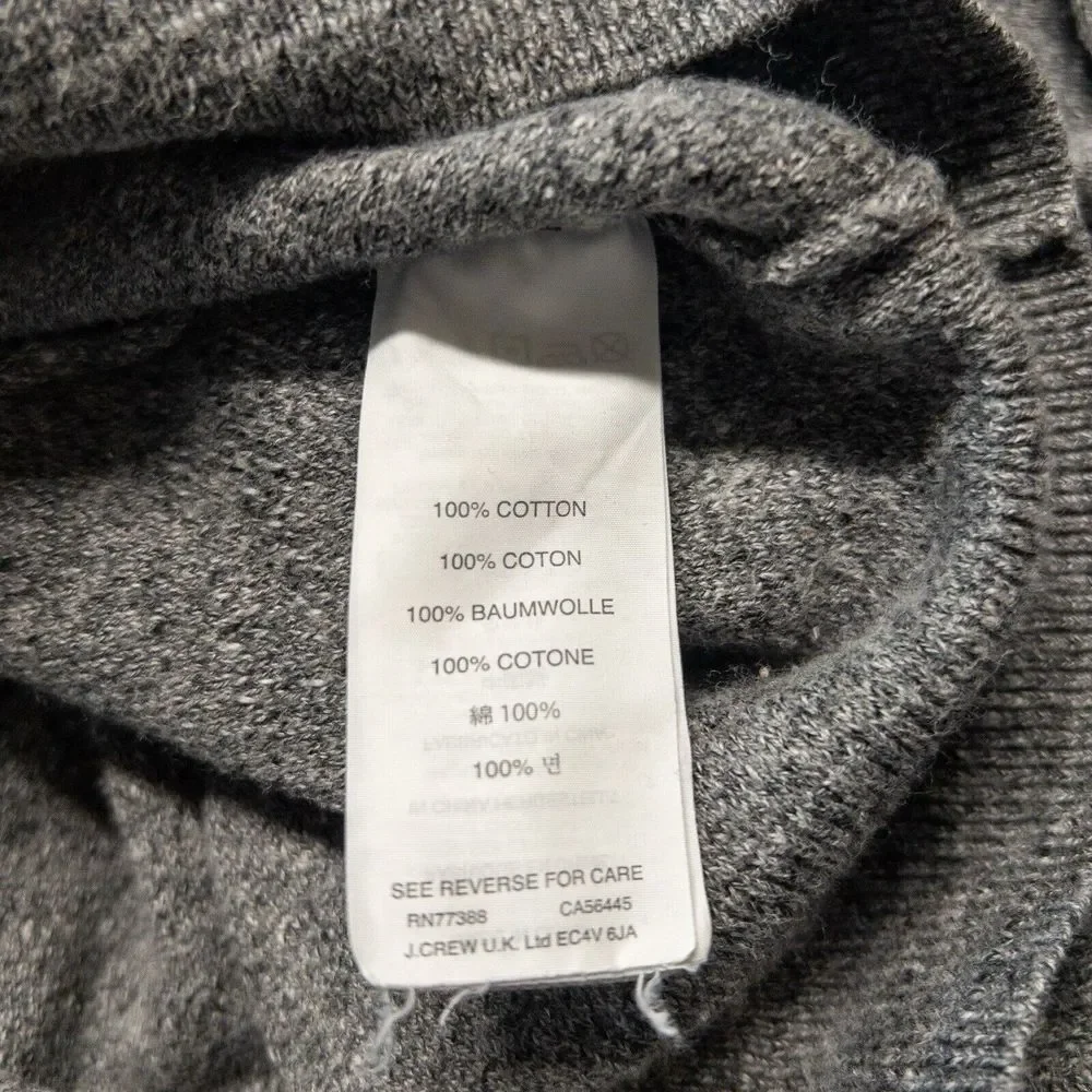 J. Crew Sweater Mens XL Gray Slim Fit Rugged Cotton Crew‎ Neck Pullover